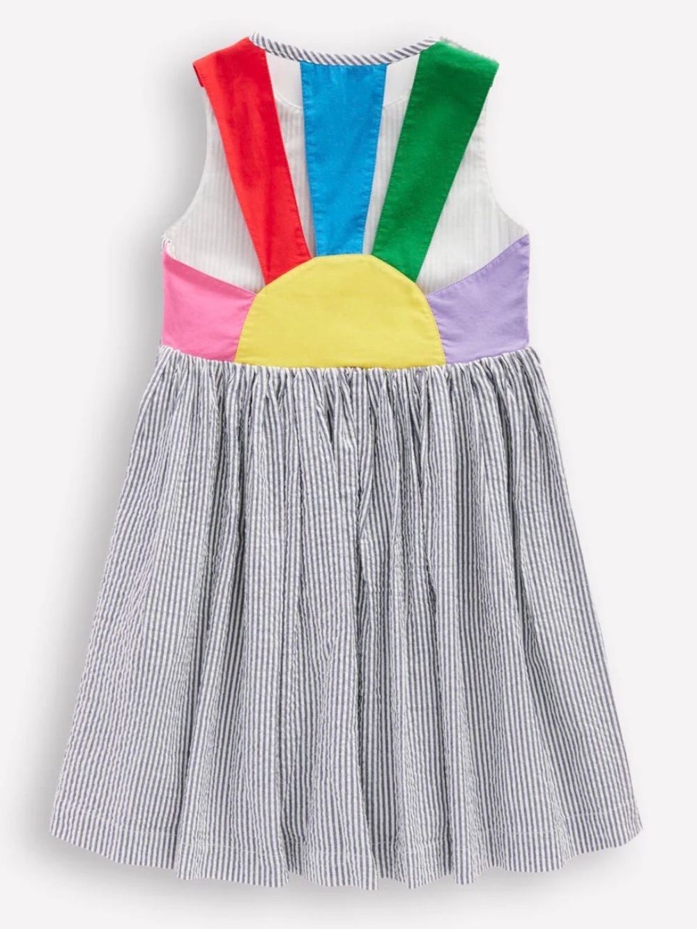 🌈 Mini Boden Zadie Rainbow Appliqué Back Dress - Navy/Ivory Stripe - 3-4Y - NWT - Picture 3 of 9